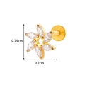 Titan-Gold-Blumen-Piercing mit Zirkonia, Abmessungen von 0,79 x 0,7 cm für das Ohr - Blumenstil - Gold (T2523-1#金)