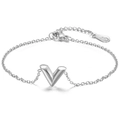 Bracciale a catena in acciaio inossidabile argento lucido con ciondolo a forma di V minimo - Color Acciaio