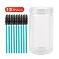 100-piece disposable teal spoolies set with black spiral brush heads and clear storage tube - 100 Packs / Light Blue Handle - Black Bristles