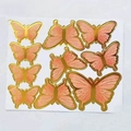 Pink butterfly cake toppers with gold foil edges, 10-piece DIY birthday set - Orange Red Gold-Edged Butterfly Material Kit