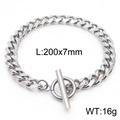 Bracciale a catena barbazzale in acciaio argento con chiusura OT, lunghezza 200mm e 7mm - Stile Larghezza 7mm (KB166133-ZZ)