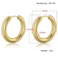 Polished 18K gold plated thick hoop earrings for women with 24mm diameter size - Large / Gold