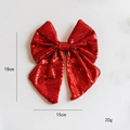 Fiocco natalizio con paillettes rosse scintillanti e glitter, misura 18x15 cm - Piccolo Rosso