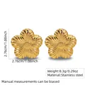 Minimalist gold stainless steel flower earrings with textured petals and starfish-like design - Stainless Steel Striped Flower Studs
