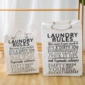 Off-white canvas laundry bag set with cotton rope handles and laundry rules print - 36x34x49cm / White Laundry-Large
