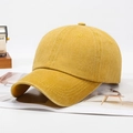 Washed cotton vintage baseball cap in ginger yellow with distressed finish for adults - Yellow