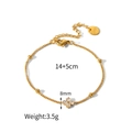 Détail d'un bracelet trèfle en acier inoxydable plaqué or 18k avec spécifications - Bracelet à Perles Trèfle à Quatre Feuilles Doré (TB5094)