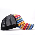 Detail of colorful striped fabric and breathable black mesh on this ethnic trucker hat - Adjustable / Ethnic Colorful Stripes Style (07)