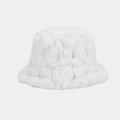 Close-up of white plush bucket hat showing pineapple texture and faux rabbit fur material - M (56-58cm) / White