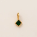 Detail of 18K gold-plated stainless steel necklace with square emerald green zircon - May Square Birthstone Pendant Only (Without Chain)