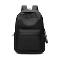 Minimalist black large capacity laptop backpack for men featuring fashion side ribbon - 8006 Black