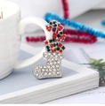 Christmas stocking brooch with colorful rhinestones on a white mug handle - BR1336 White K Gift Sock