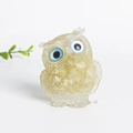 Yellow crystal resin owl figurine with blue eyes for home and office desk decor - Lemon Yellow