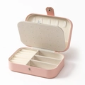Mini portable jewelry storage box in light pink velvet for rings and stud earrings - Large PU Leather-Pink / Large 15*11*5cm