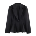 Women's slim-fit black blazer with notched lapels and peplum hem for business casual look - XS / Black
