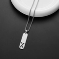 Polierte Militär-Halskette in Silber mit ausgeschnittenem Buchstaben X Anhänger - Buchstabe X Stil (X)