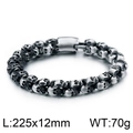 Pulsera calavera gótica en plata antigua, joyería punk para hombre, longitud de 225mm - 225x12mm / Acero Mate