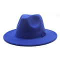 Close-up of a classic dark blue wool fedora hat with a matching grosgrain ribbon detail - M (56-58cm) / Sapphire Blue
