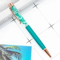 Creative DIY dried flower ballpoint pen in cyan blue and rose gold finish - Peacock Blue