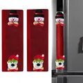 Christmas snowman and polar bear red linen handle covers for refrigerator, set of 2 - Style H Snowman & Bear 2-Piece Set