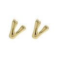 Polished 18k gold plated chunky balloon stud earrings featuring a hollow V-letter shape - Style-V