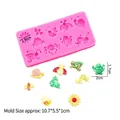 Pink silicone mold featuring frogs, bees, and snails for DIY cake decorating - Style 2 (15-415) / Pink