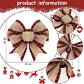 19cm rustic burlap Christmas bow with red and black plaid edges for tree decoration - Burlap Plaid Edge Bow