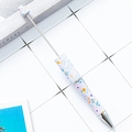 DIY plastic beaded pen with a creative pink and blue floral pattern on white barrel - White Base with Colorful Floral Pattern (7)