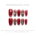 Detail of handmade burgundy nails with silver glitter and rhinestone accents on white background - Extra Small (XS) / Autumn Winter Wine Red (1232)