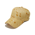 Détail de l'imprimé fromage créatif et de la texture sergé du chapeau jaune vif - M (56-58cm) / Casquette de baseball au fromage