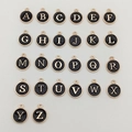 26 round black enamel and gold alloy alphabet charms for DIY bracelets and necklaces - Letter A / Black