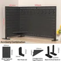 Modular black pegboard organizer set with hooks and shelves for desk wall storage - Square Board Set 4 L-Standing / Black