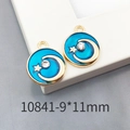 Blue enamel crescent moon and star alloy charm with rhinestone, 9x11mm DIY pendant - Moon 9x11mm-10841