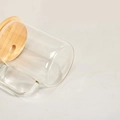 Sublimations-Glaskrug 12oz mit Griff und Bambusdeckel inklusive praktischem Trinkloch - 15OZ Becher Einschichtig Transparent
