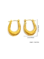 U-shaped gold twisted hoop earrings showing dimensions 2.7cm height and 2.3cm width - Gold U-Shape Spiral Twist Style (#0179)