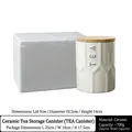 Minimalist white ceramic tea storage jar with wood lid and embossed TEA lettering - 9310-Tea Jar with Wooden Lid