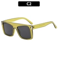 Gafas de sol deportivas Y2K con montura verde oliva y lentes rectangulares gris oscuro - Montura Verde Oliva Lentes Grises