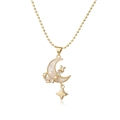 Collana placcata oro 18 carati con ciondolo luna in madreperla e stella in zircone - Oro