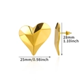 Polished gold heart stud earrings with geometric 3D facets measuring 28mm by 25mm - Geometric Heart (E5198)