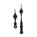 Set of black aluminum clock hands with vintage floral design on a clean white background - Black