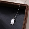 S925 sterling silver square pendant necklace featuring an engraved letter Z on a brown box - Letter Z / Silver