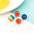 Rainbow resin barrel beads for DIY bracelets with colorful stripe patterns - Striped Barrel Bead (13223)