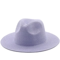 Classic wide brim straw sun hat in soft lavender purple for summer beach vacation - Sky Blue