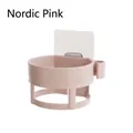 Wall-mounted hair dryer holder in Nordic pink with adhesive mount and side hook - Nordic Pink