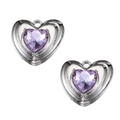 Pair of purple heart rhinestone pendants with silver metal frame for Y2K jewelry DIY - Style 07-Purple Beating Heart / Silver/Purple