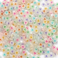 4x7mm translucent white acrylic beads with colorful heart patterns for DIY bracelets - 4x7mm (100 Pcs/Pack) / Luminous Transparent White & Colorful Heart Beads