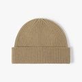 Dicke gerippte Wollstrickmütze für große Köpfe in klassischem Camel-Khaki-Ton - Einheitsgröße / Camel (23B078)