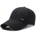Classic black business baseball cap for men with small metal logo and curved brim - Adjustable / Navy Blue