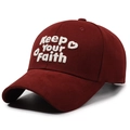 Klassische weinrote Baseballkappe aus Baumwolle mit weißer Keep YOUR Faith Stickerei - Verstellbar / Rot