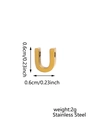 Detailed view of golden stainless steel U-shaped pendant with precise size and weight specs - Letter-U / Steel